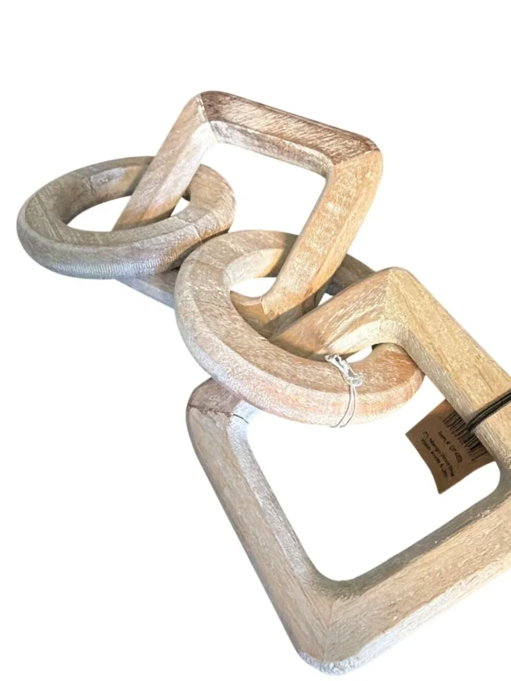Mango Wood Whitewash Decorative Links Knots 7